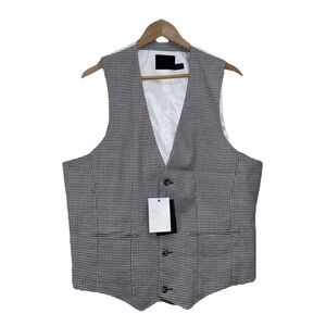 ASOS Mens Grey/White Houndstooth Dress Vest / Waistcoat (US 46 / EU 56)